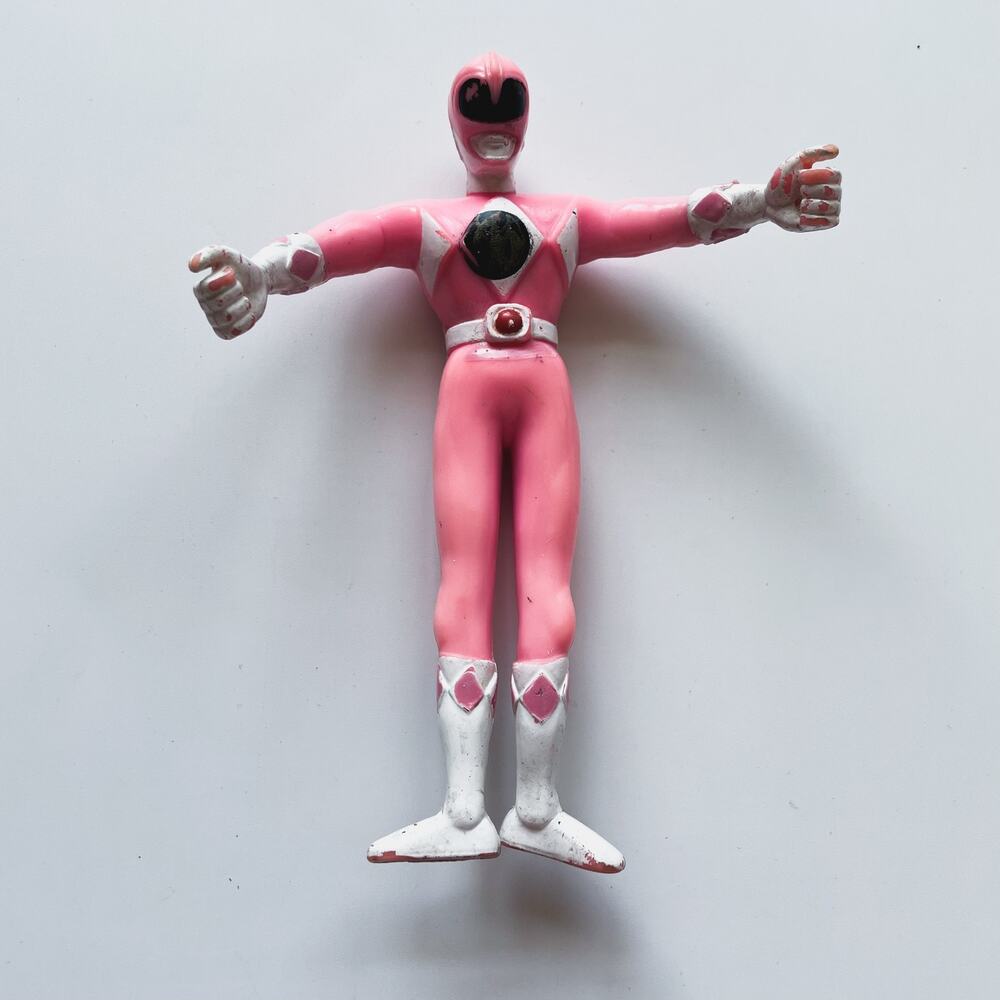 Vintage 1993 Mighty Morphin Pink Power Ranger Bendy Figure